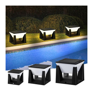Amaryllis Moderne LED Solarleuchte IP65 Wasserdicht für Garten und Zaun in Schwarz/Weiß