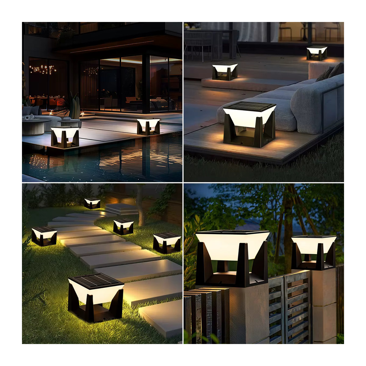 Amaryllis Moderne LED Solarleuchte IP65 Wasserdicht für Garten und Zaun in Schwarz/Weiß - Bild 4