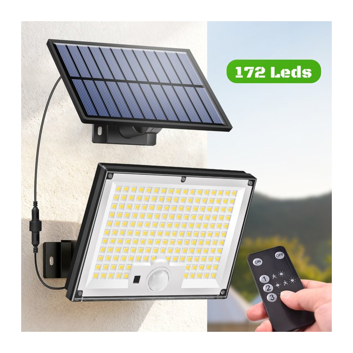 AMARYLLIS Solar-Außenstrahler mit Bewegungsmelder in Schwarz, wasserdichte Solarleuchten für die Sicherheit im Außenbereich - Bild 1