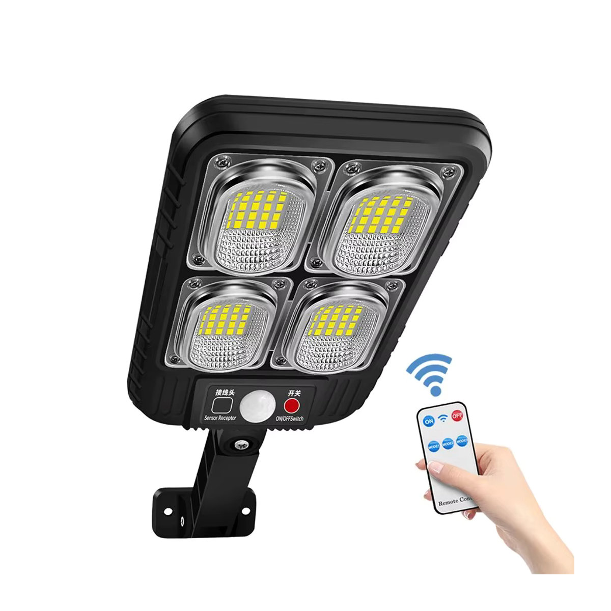 AMARYLLIS Solar Laterne mit LED und Bewegungssensor, IP65 wasserdichte Solar Außenleuchte mit Fernbedienung, Schwarz - Bild 2