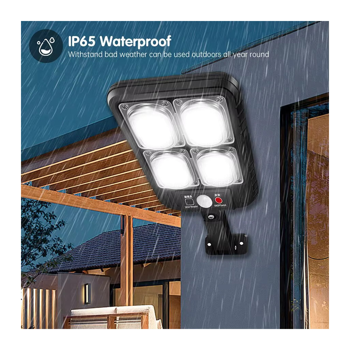 AMARYLLIS Solar Laterne mit LED und Bewegungssensor, IP65 wasserdichte Solar Außenleuchte mit Fernbedienung, Schwarz - Bild 5
