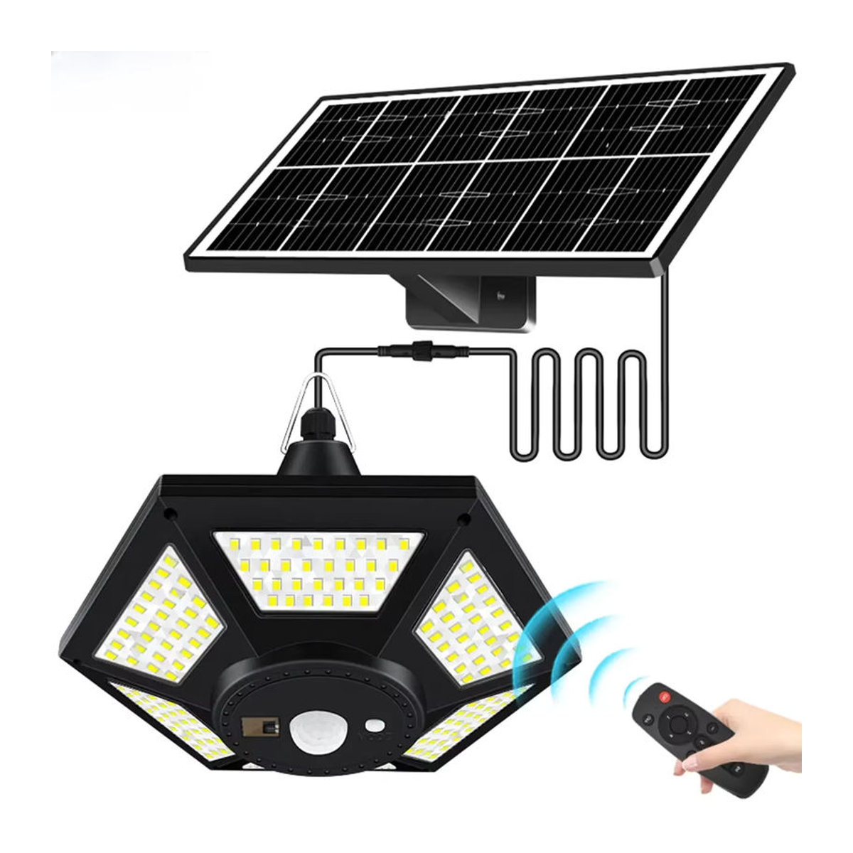 AMARYLLIS Solar Pendelleuchte mit 180 LED und Fernbedienung, 1000lm, Schwarz - Bild 7