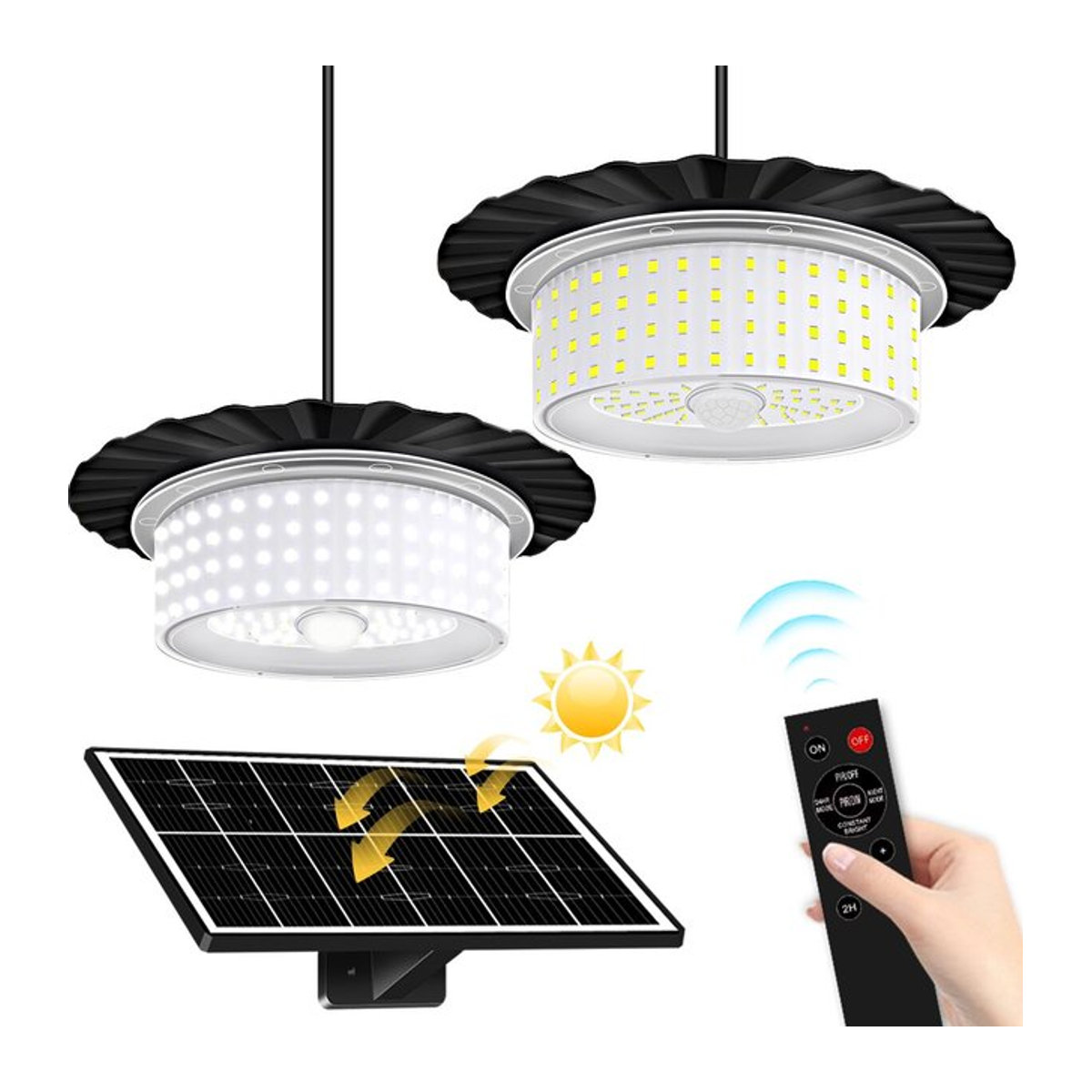 AMARYLLIS Solar Pendelleuchte mit 244 LED, wasserdicht, Schwarz, 5 Modi für Camping und Outdoor - Bild 1