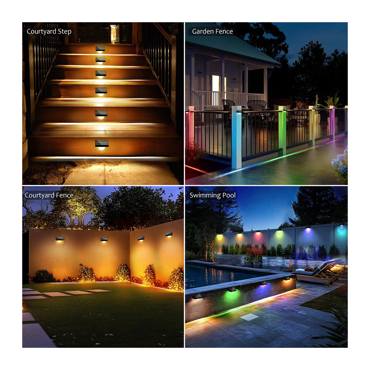 AMARYLLIS Solar-Treppenleuchten für den Außenbereich in Schwarz mit RGB-Farbwechsel und 8 festen Farben im modernen Design - Bild 6