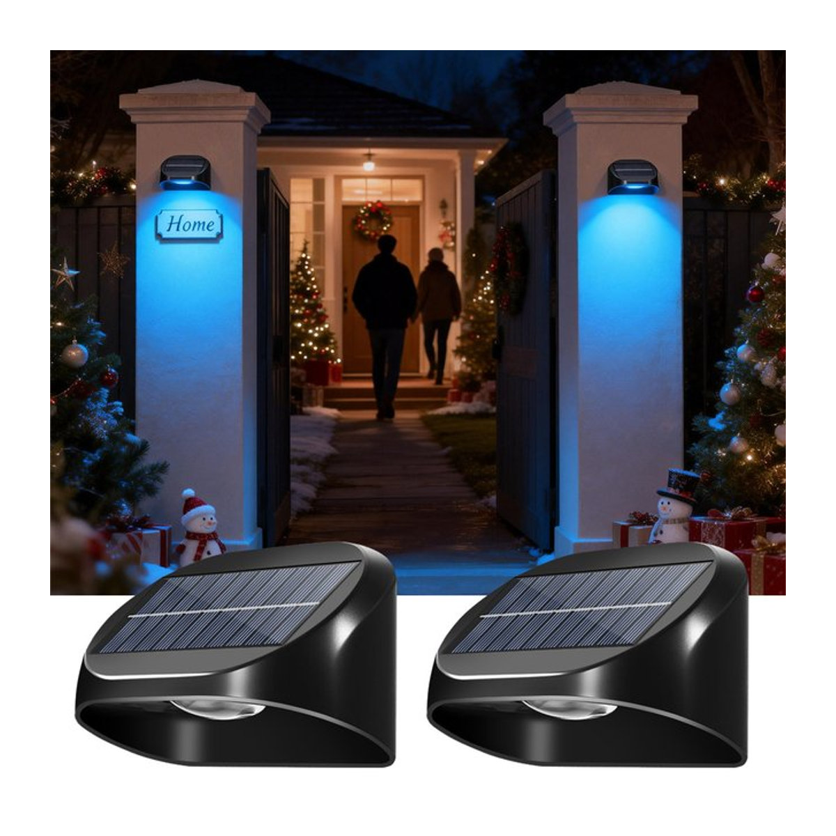 AMARYLLIS Solar-Wandleuchte LED mit RGB-Modi, IP65 Wasserdicht, Schwarz, Modernes Design für Garten und Außenbereich - Bild 1