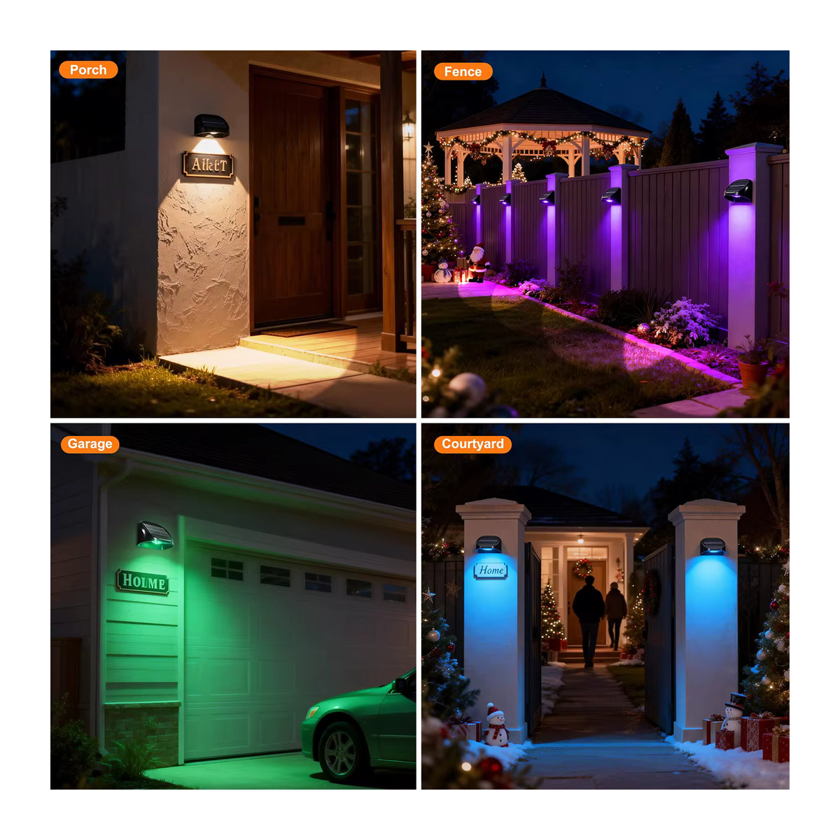 AMARYLLIS Solar-Wandleuchte LED mit RGB-Modi, IP65 Wasserdicht, Schwarz, Modernes Design für Garten und Außenbereich - Bild 6