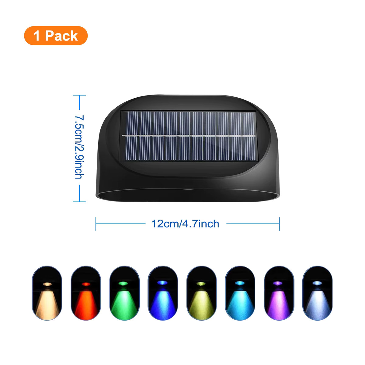 AMARYLLIS Solar-Wandleuchte LED mit RGB-Modi, IP65 Wasserdicht, Schwarz, Modernes Design für Garten und Außenbereich - Bild 7