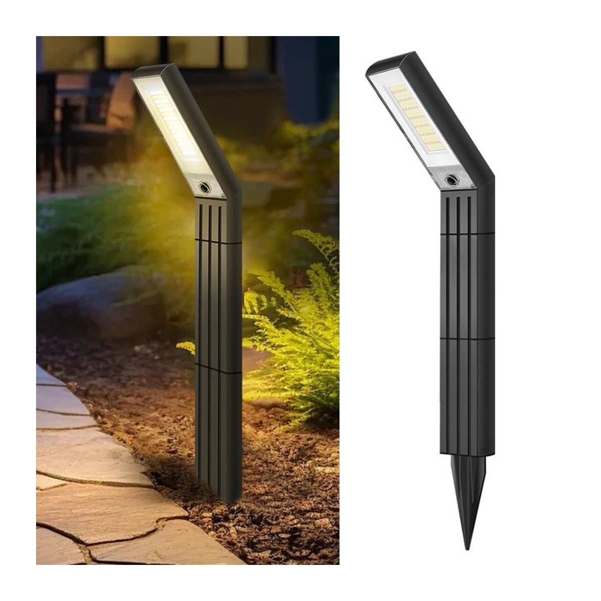AMARYLLIS Solar-Wegeleuchten Modern Schwarz mit warmweißem und weißem Licht, wasserdichte Solar-Gartenleuchten für den Außenbereich - Bild 1
