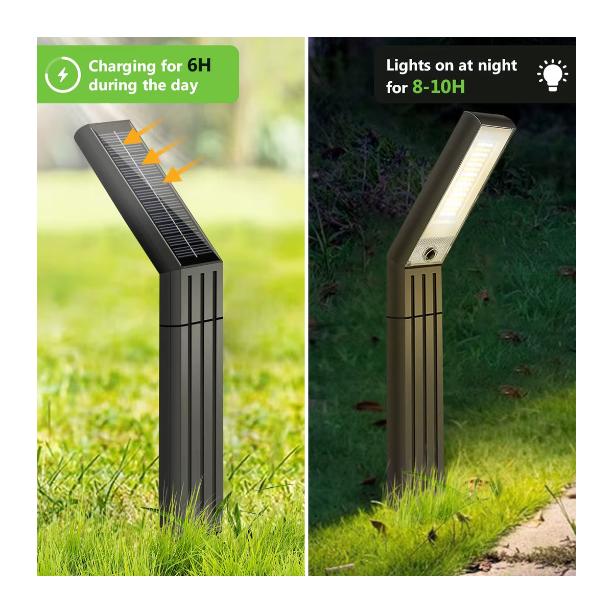 AMARYLLIS Solar-Wegeleuchten Modern Schwarz mit warmweißem und weißem Licht, wasserdichte Solar-Gartenleuchten für den Außenbereich - Bild 2