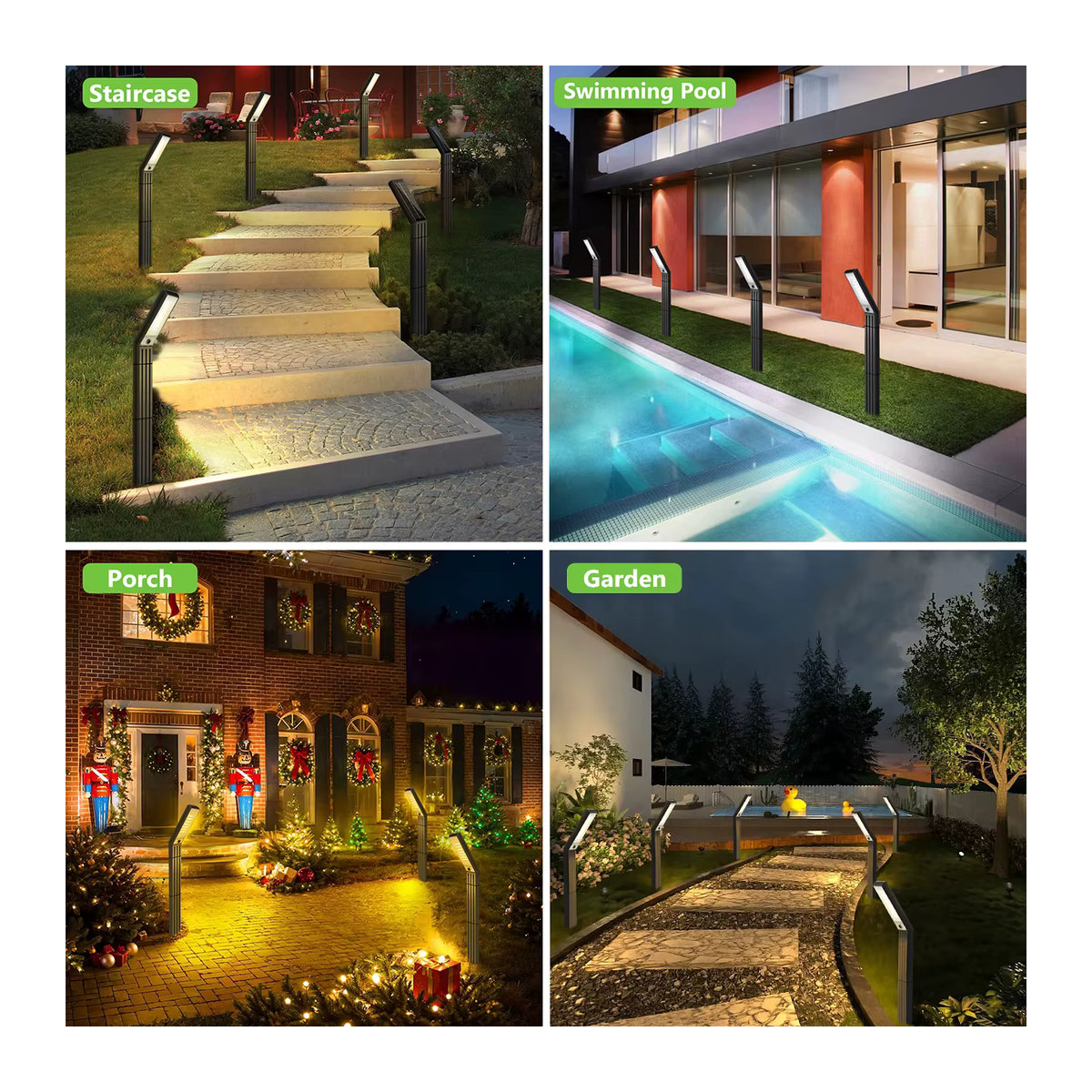 AMARYLLIS Solar-Wegeleuchten Modern Schwarz mit warmweißem und weißem Licht, wasserdichte Solar-Gartenleuchten für den Außenbereich - Bild 6