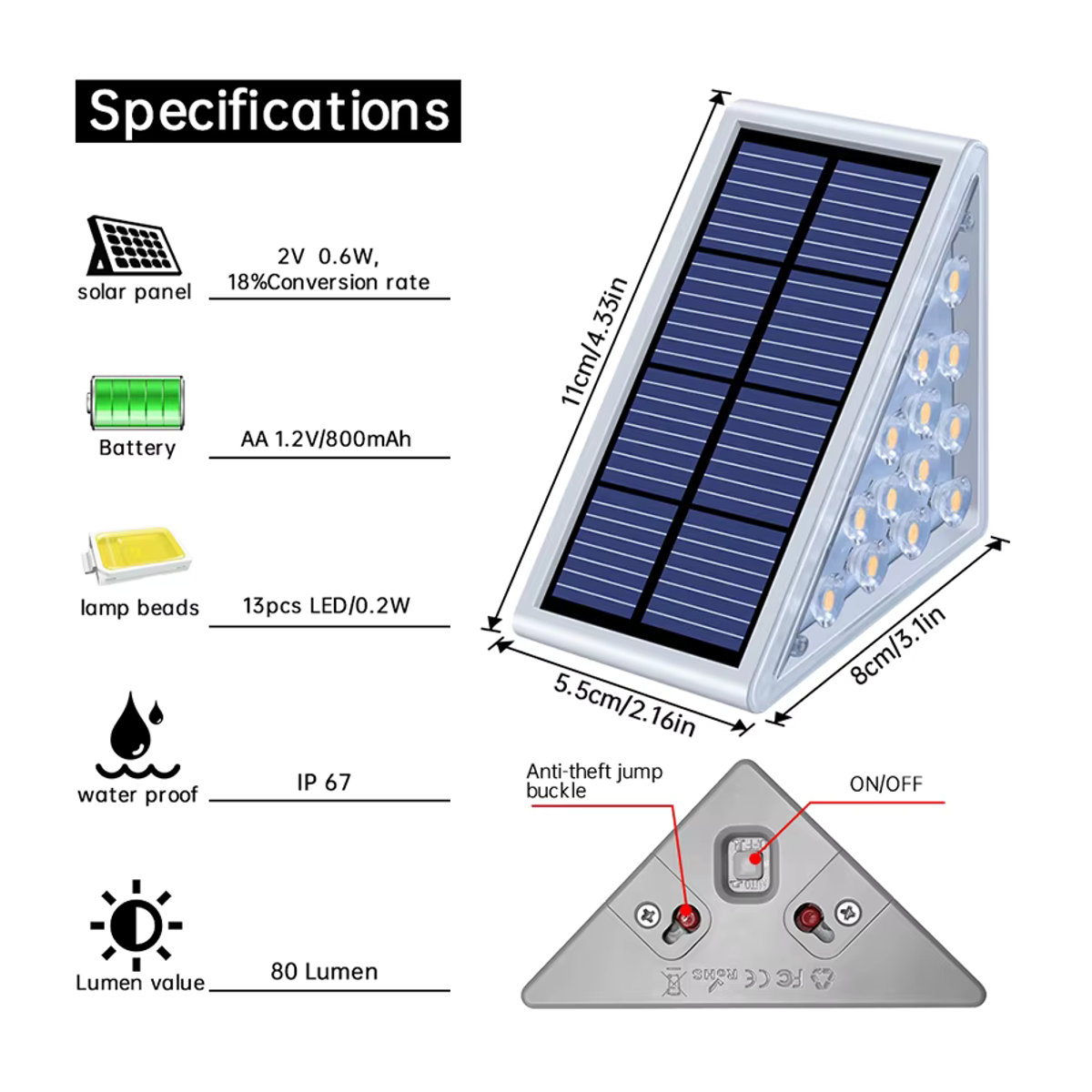 AMARYLLIS Solarleuchte LED Outdoor Schrittlampe mit Objektiv Design in Silber, IP67 wasserdicht, minimalistisch - Bild 4