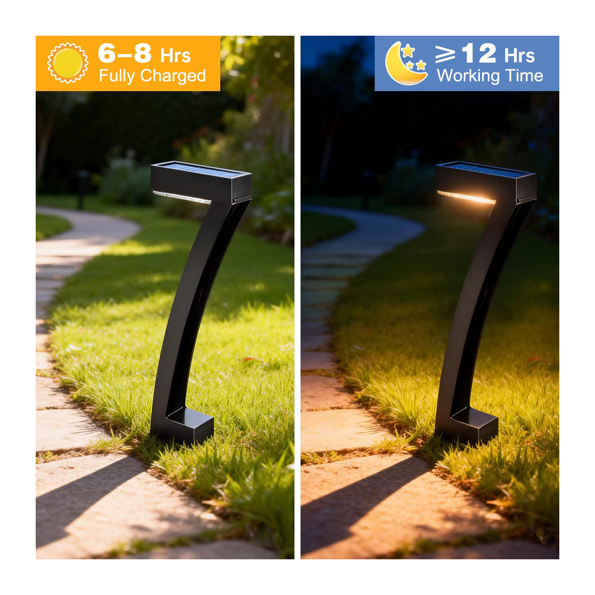 Amaryllis Solarleuchten für Garten und Rasen in 7 Formen, IP65 Wasserdicht, 6 LED Wegeleuchten in Schwarz - Bild 3