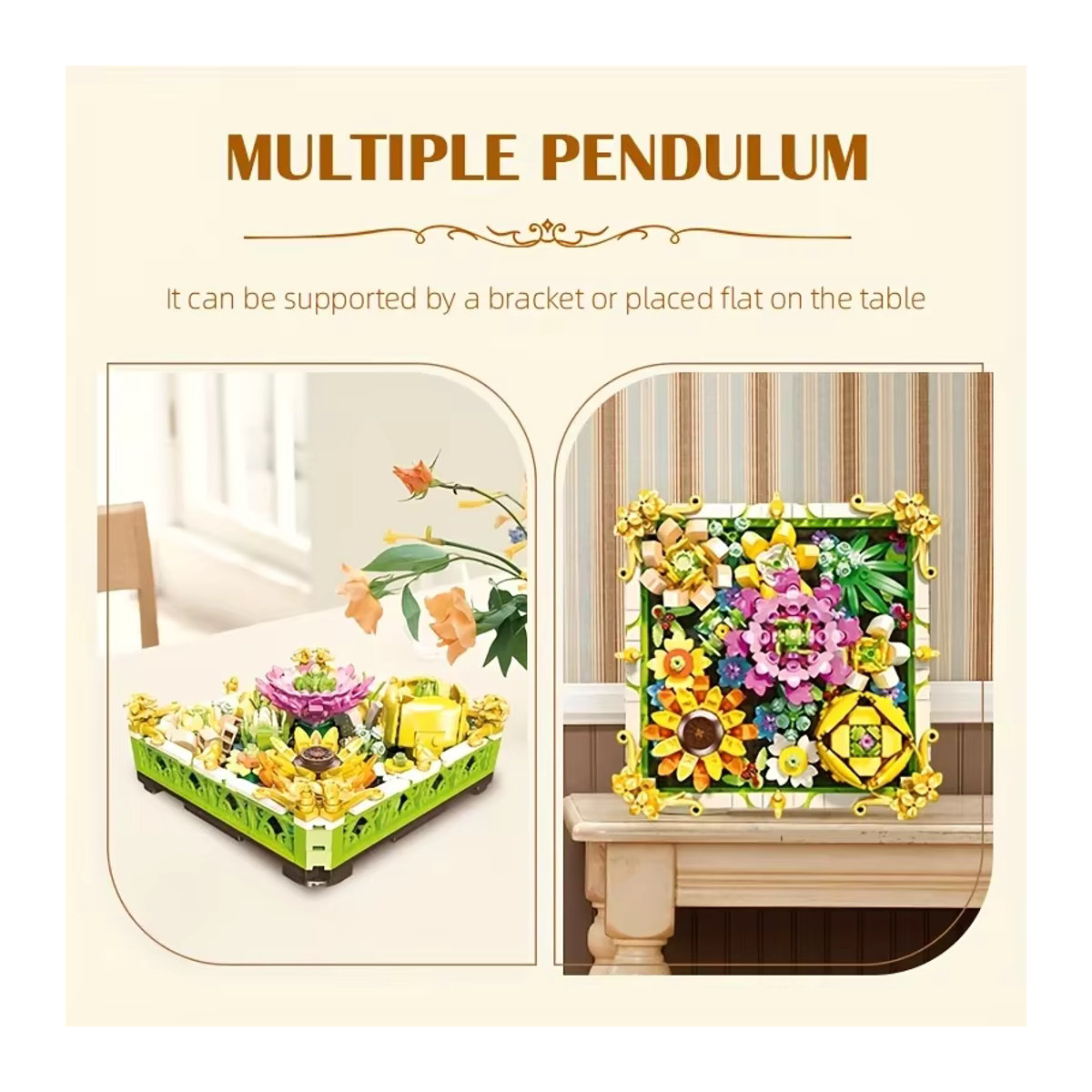 AMAZINGBLOKS 492-teiliger DIY Fotorahmen-Bausatz mit konservierten Blumen als Sonnenblumen-Rosenstrauß-Modell in Mehrfarbig - Bild 3