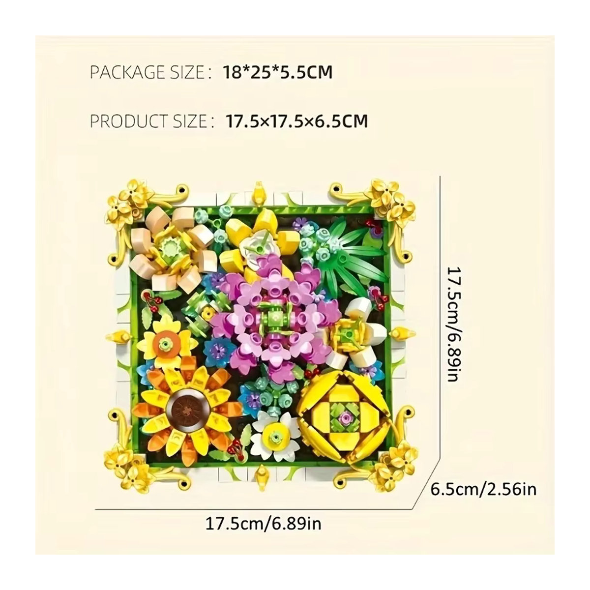 AMAZINGBLOKS 492-teiliger DIY Fotorahmen-Bausatz mit konservierten Blumen als Sonnenblumen-Rosenstrauß-Modell in Mehrfarbig - Bild 5