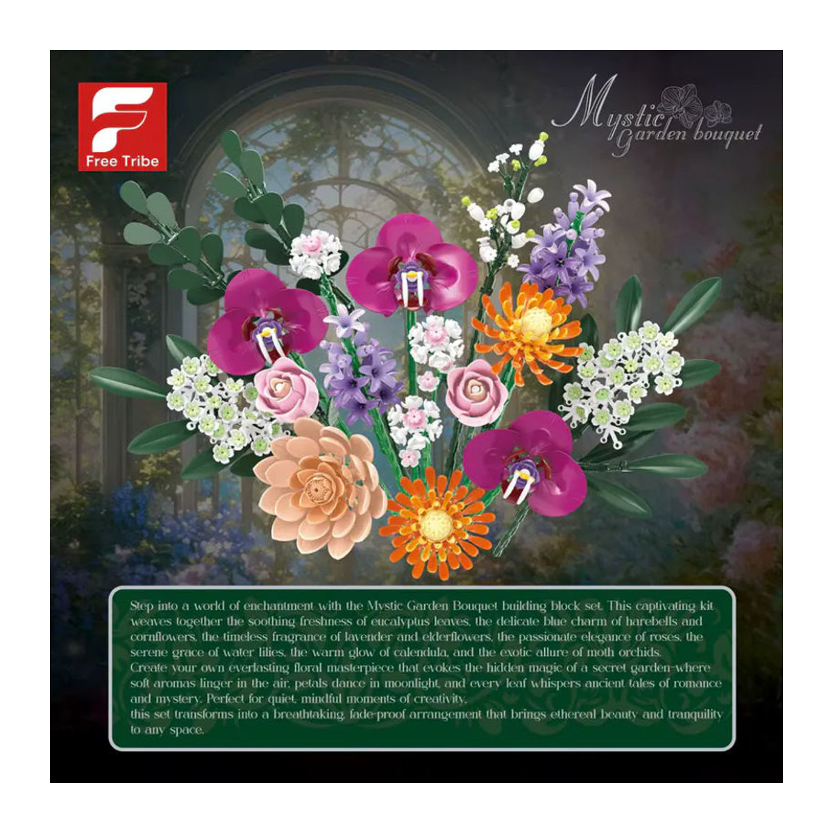 AMAZINGBLOKS Blumen-Baustein-Set mit Orchideen, Rosen und Lavendel als DIY Bouquet in Mehrfarbig für Erwachsene - Bild 3