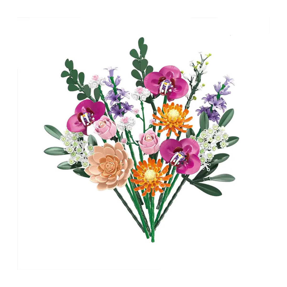 AMAZINGBLOKS Blumen-Baustein-Set mit Orchideen, Rosen und Lavendel als DIY Bouquet in Mehrfarbig für Erwachsene - Bild 4