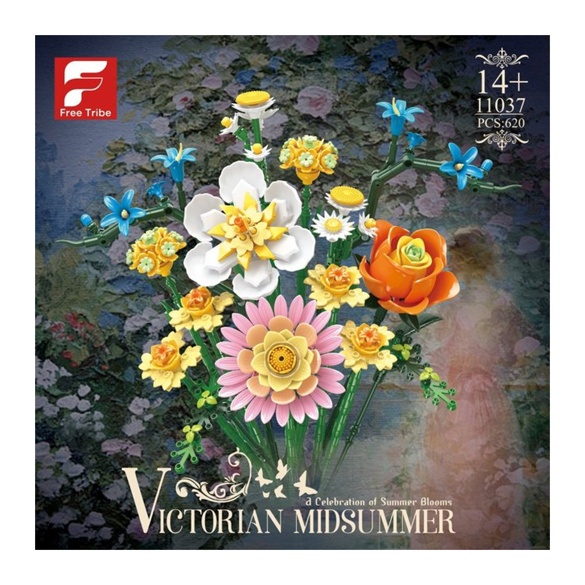 AMAZINGBLOKS Blumen-Baustein-Set mit Rosen, Gänseblümchen, Narzissen und Hortensien, 620-teiliges DIY-Blumenmodell aus Kunststoff, mehrfarbig - Bild 1