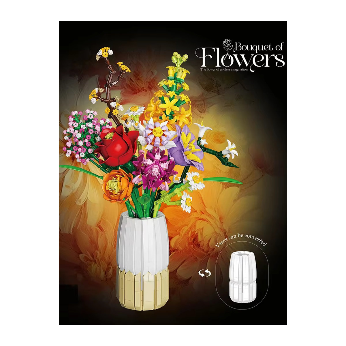 AMAZINGBLOKS Blumenstrauß Bausteine Set mit Rose, Daisy und Hyazinthe als DIY Desktop Dekoration, mehrfarbig - Bild 7