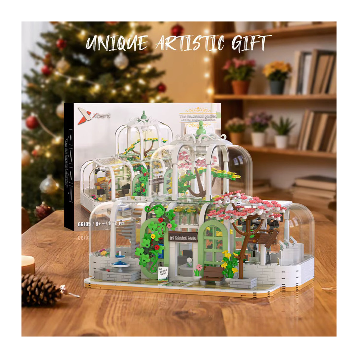 AMAZINGBLOKS Botanischer Garten Baukasten mit Blumenhaus-Modell und transparenter Straßenszene, mehrfarbig - Bild 2