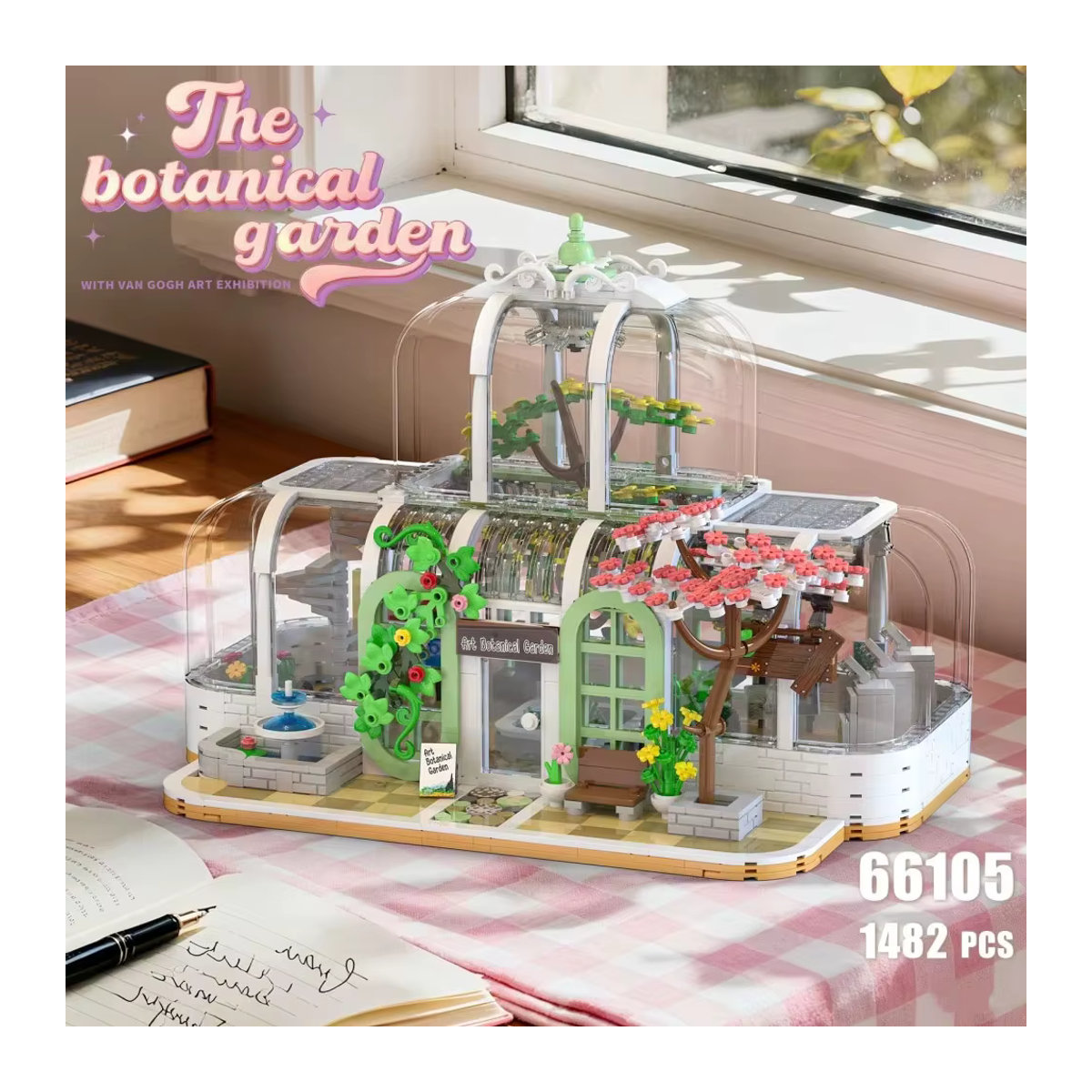 AMAZINGBLOKS Botanischer Garten Baukasten mit Blumenhaus-Modell und transparenter Straßenszene, mehrfarbig - Bild 3