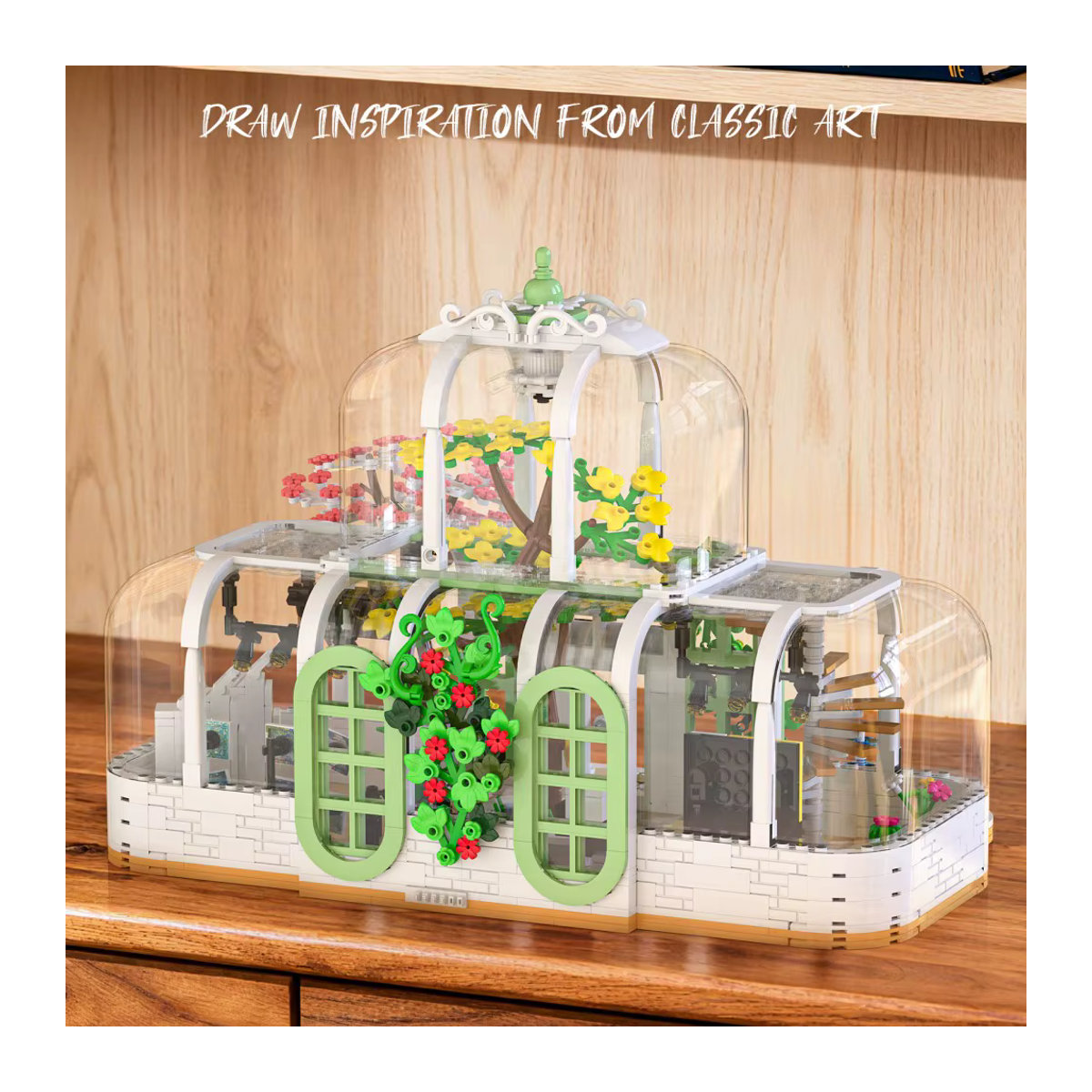 AMAZINGBLOKS Botanischer Garten Baukasten mit Blumenhaus-Modell und transparenter Straßenszene, mehrfarbig - Bild 5