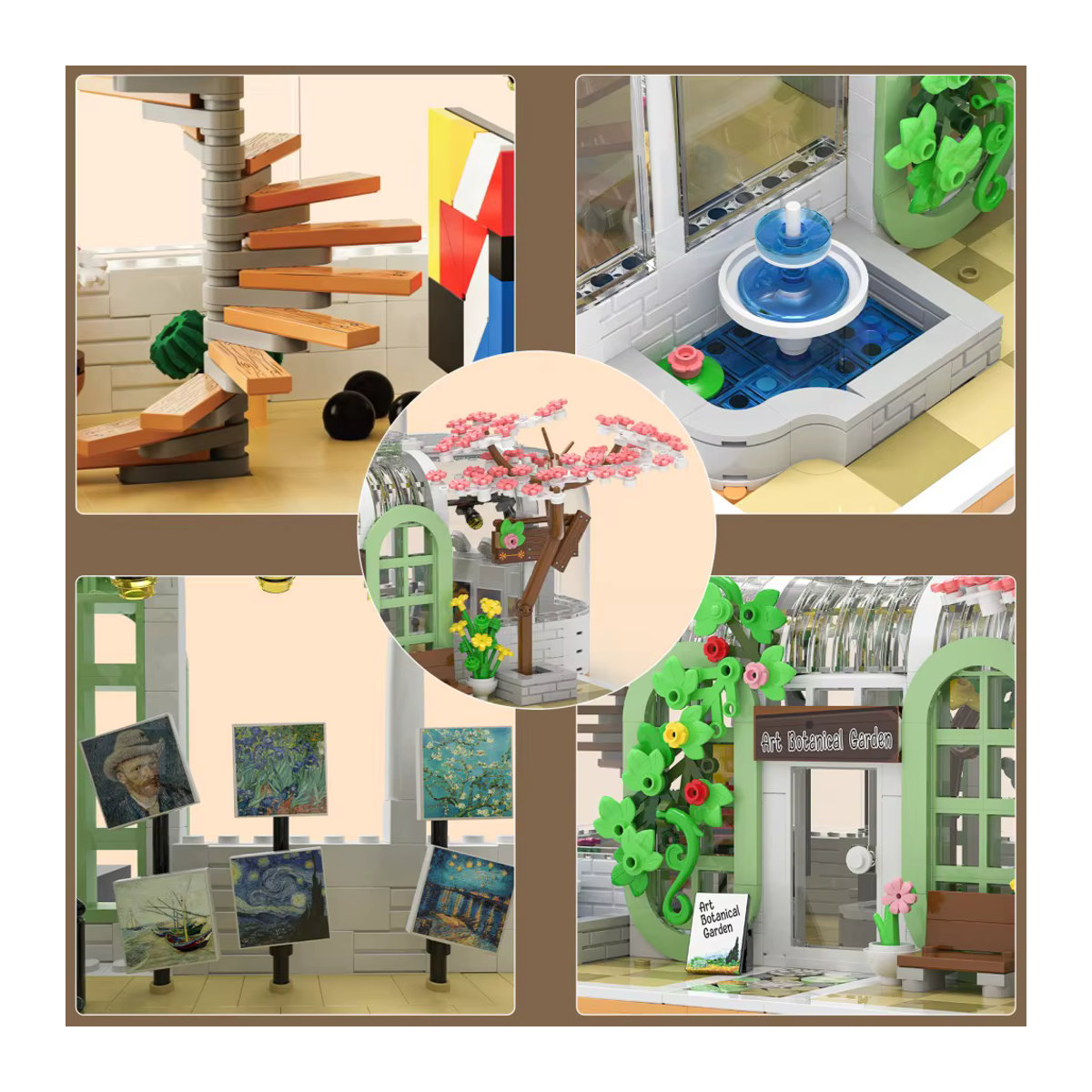 AMAZINGBLOKS Botanischer Garten Baukasten mit Blumenhaus-Modell und transparenter Straßenszene, mehrfarbig - Bild 6