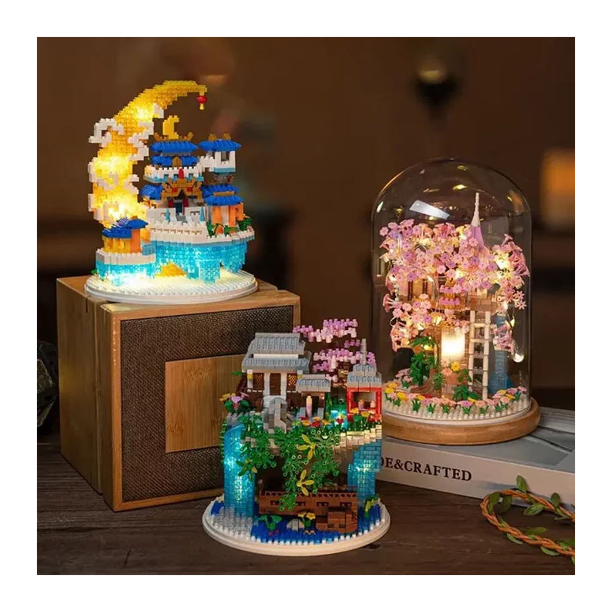 AMAZINGBLOKS DIY Modellbausteine Sakura Bonsai Baum mit Pfirsichblüten in Mehrfarbig für Erwachsene - Bild 1