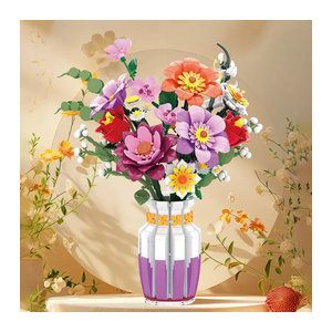 AMAZINGBLOKS Frühling Bouquet Bausteine Set mit Vase als florale Desktop Dekoration für Kinder, 1278 Teile, mehrfarbig
