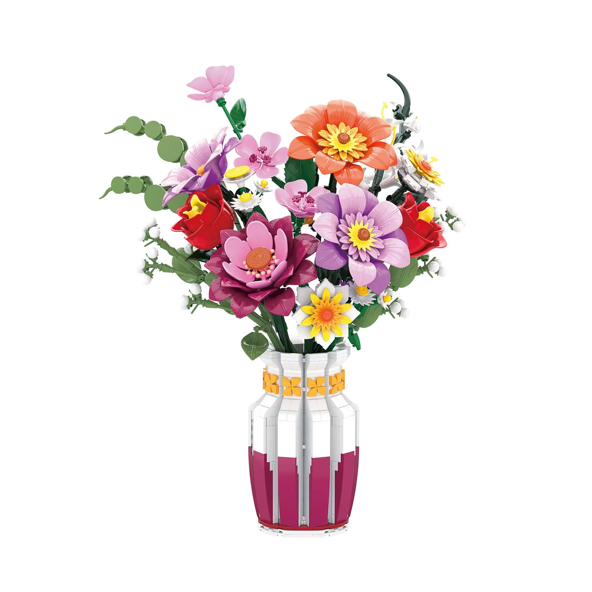 AMAZINGBLOKS Frühling Bouquet Bausteine Set mit Vase als florale Desktop Dekoration für Kinder, 1278 Teile, mehrfarbig - Bild 6