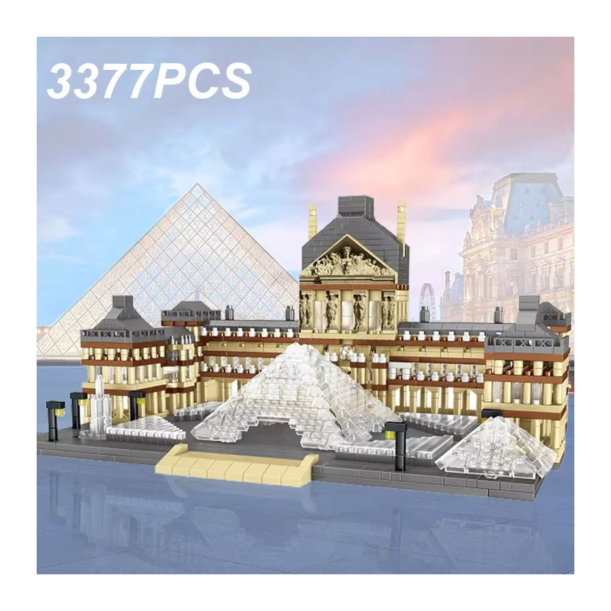 AMAZINGBLOKS Louvre Architekturmodell Bausatz aus 3377 Teilen in Beige für Erwachsene - Bild 2