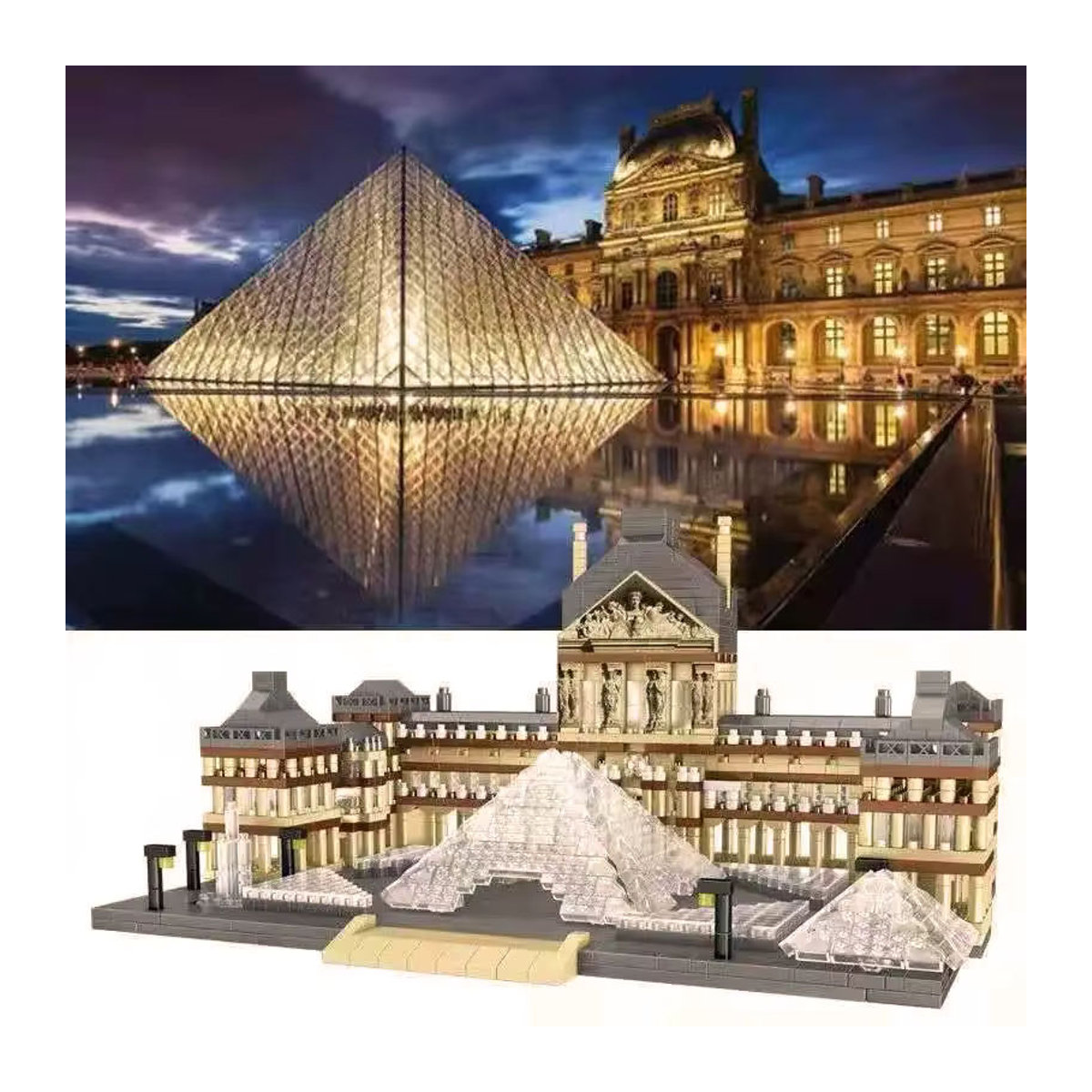 AMAZINGBLOKS Louvre Architekturmodell Bausatz aus 3377 Teilen in Beige für Erwachsene - Bild 5