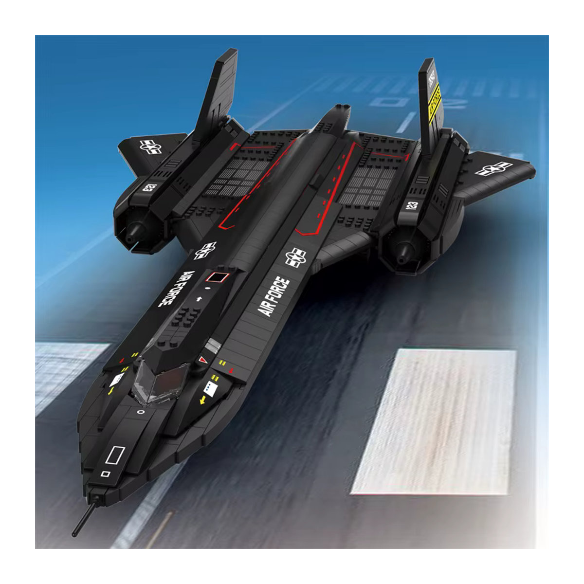 AMAZINGBLOKS SR-71 Blackbird Bausteine Modell Strategisches Aufklärungsflugzeug in Schwarz mit Federfahrwerk - Bild 2
