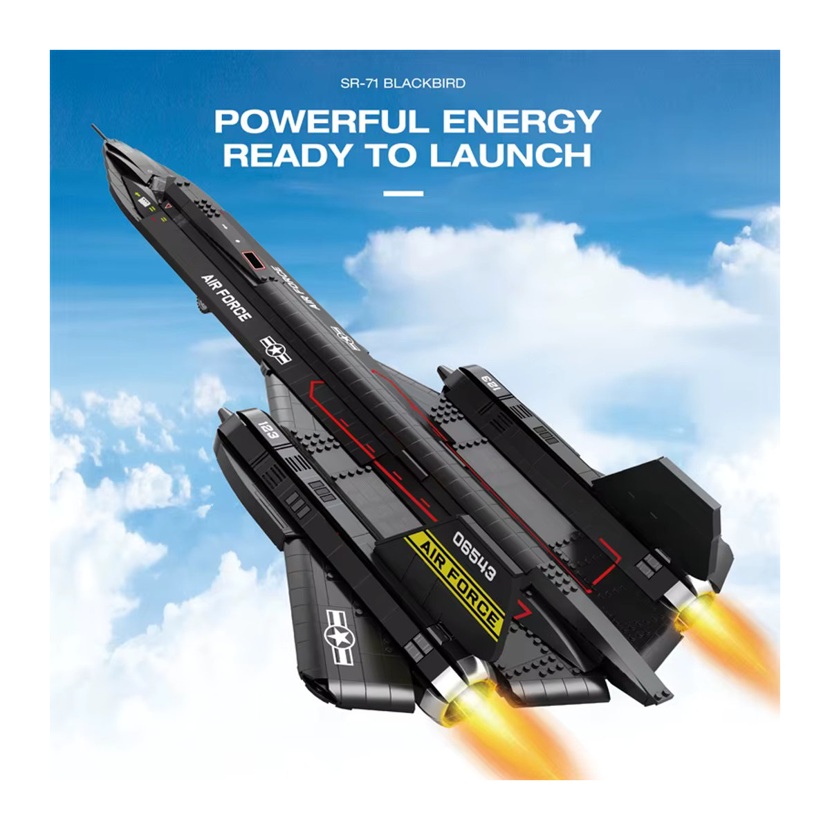AMAZINGBLOKS SR-71 Blackbird Bausteine Modell Strategisches Aufklärungsflugzeug in Schwarz mit Federfahrwerk - Bild 3
