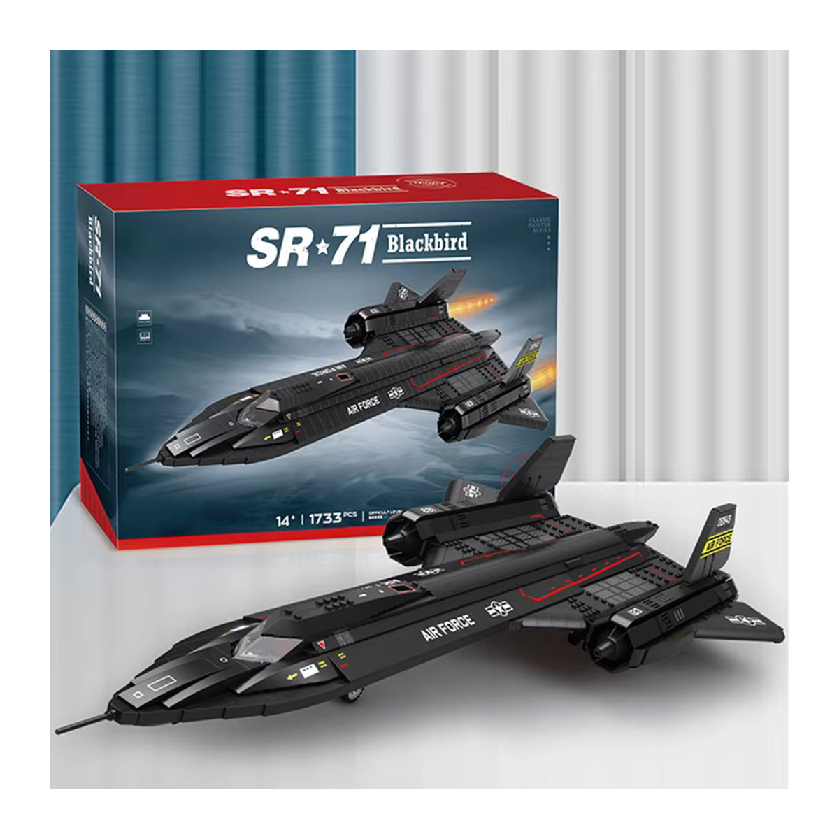 AMAZINGBLOKS SR-71 Blackbird Bausteine Modell Strategisches Aufklärungsflugzeug in Schwarz mit Federfahrwerk - Bild 6