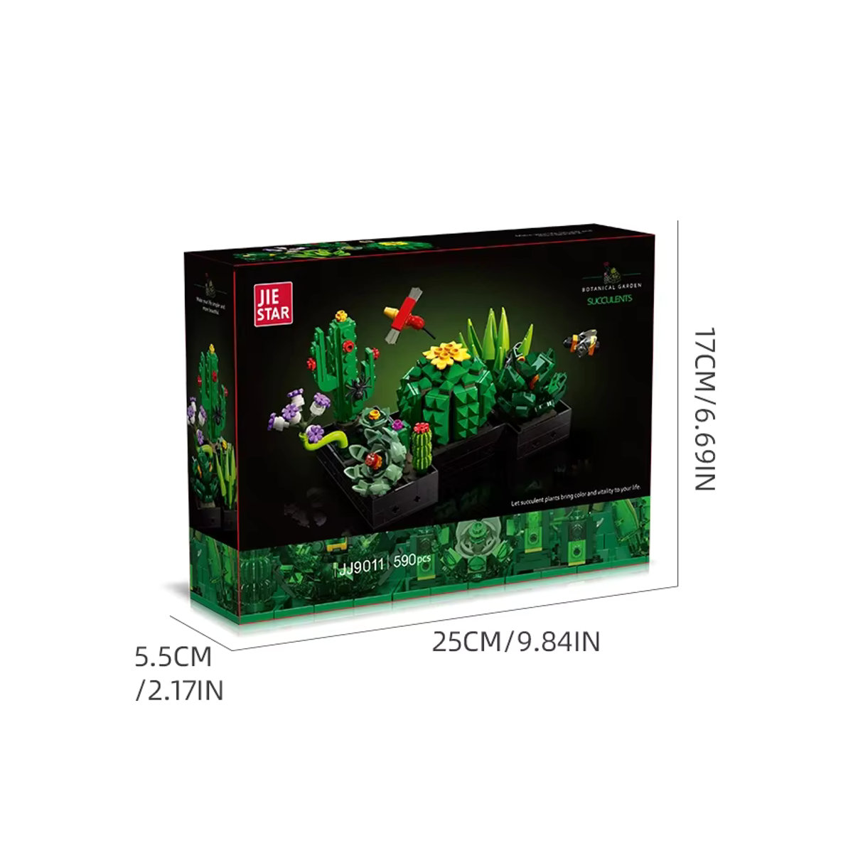 AMAZINGBLOKS Sukkulenten-Pflanzen-Set aus Kunststoff mit 590 Teilen, Mehrfarbiges Kaktus-Modell als Schreibtisch-Dekoration und Spielzeug für Teenager - Bild 6