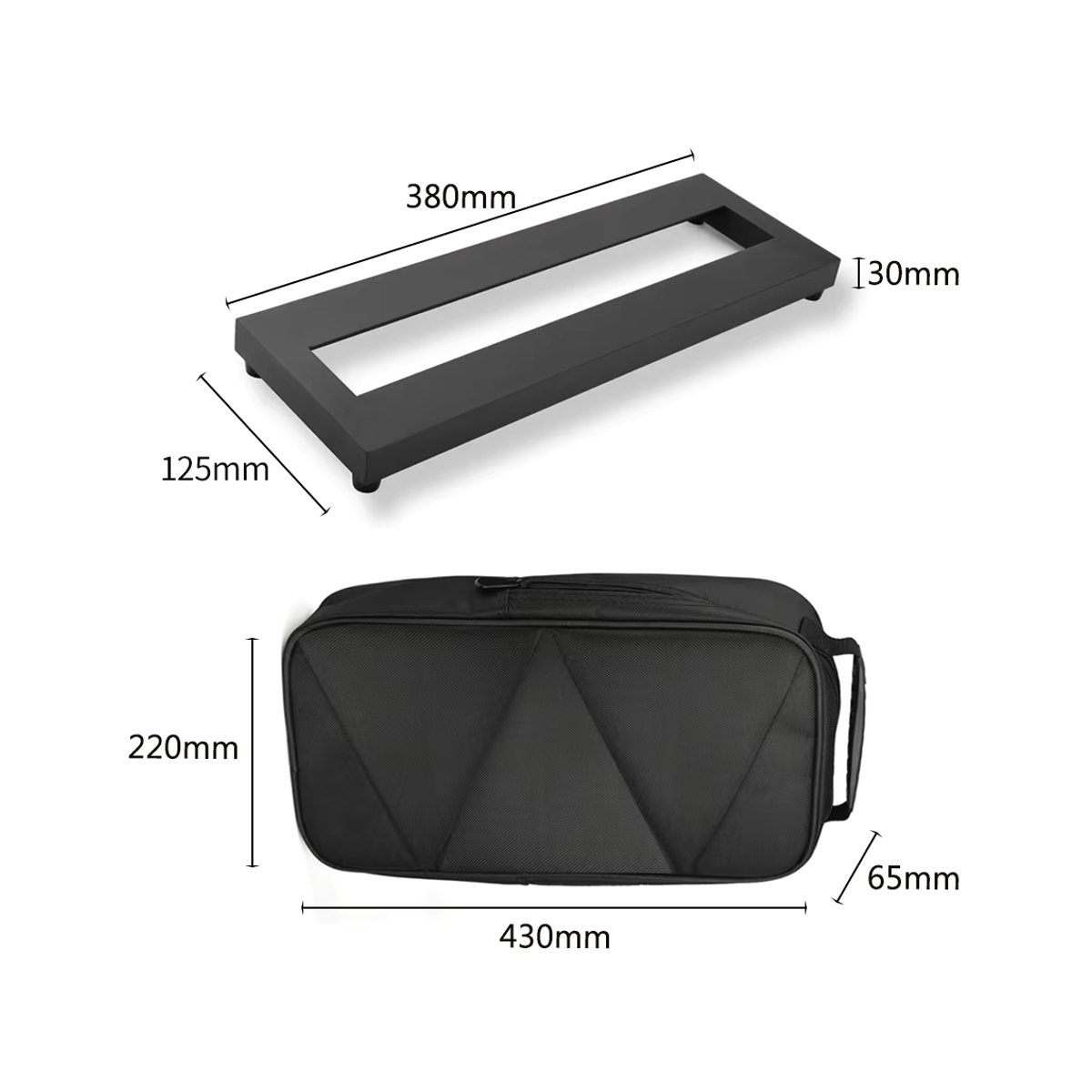 ammoon Gitarreneffektpedalbrett aus Aluminiumlegierung in Schwarz mit Tragetasche, B: 38,1 cm x T: 12,45 cm - Bild 6