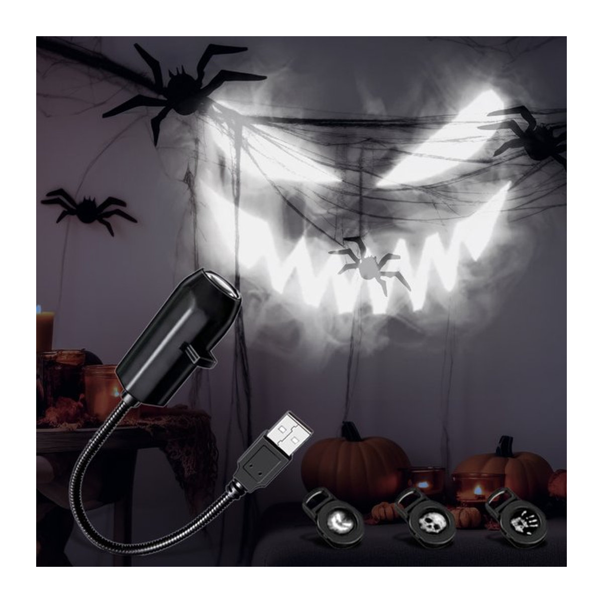 ammtoo Halloween Projektionslicht mit USB-Anschluss für Wand und Decke, Schwarz - Bild 1