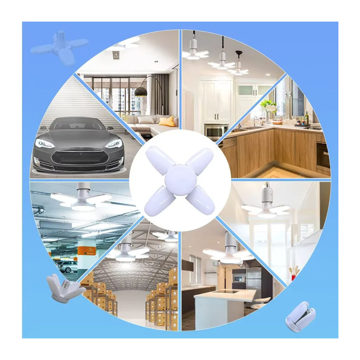 ammtoo LED 4-Blatt-Glühbirne E27 aus Aluminium mit warmweißem Licht und zusammenklappbarem Design - Bild 6
