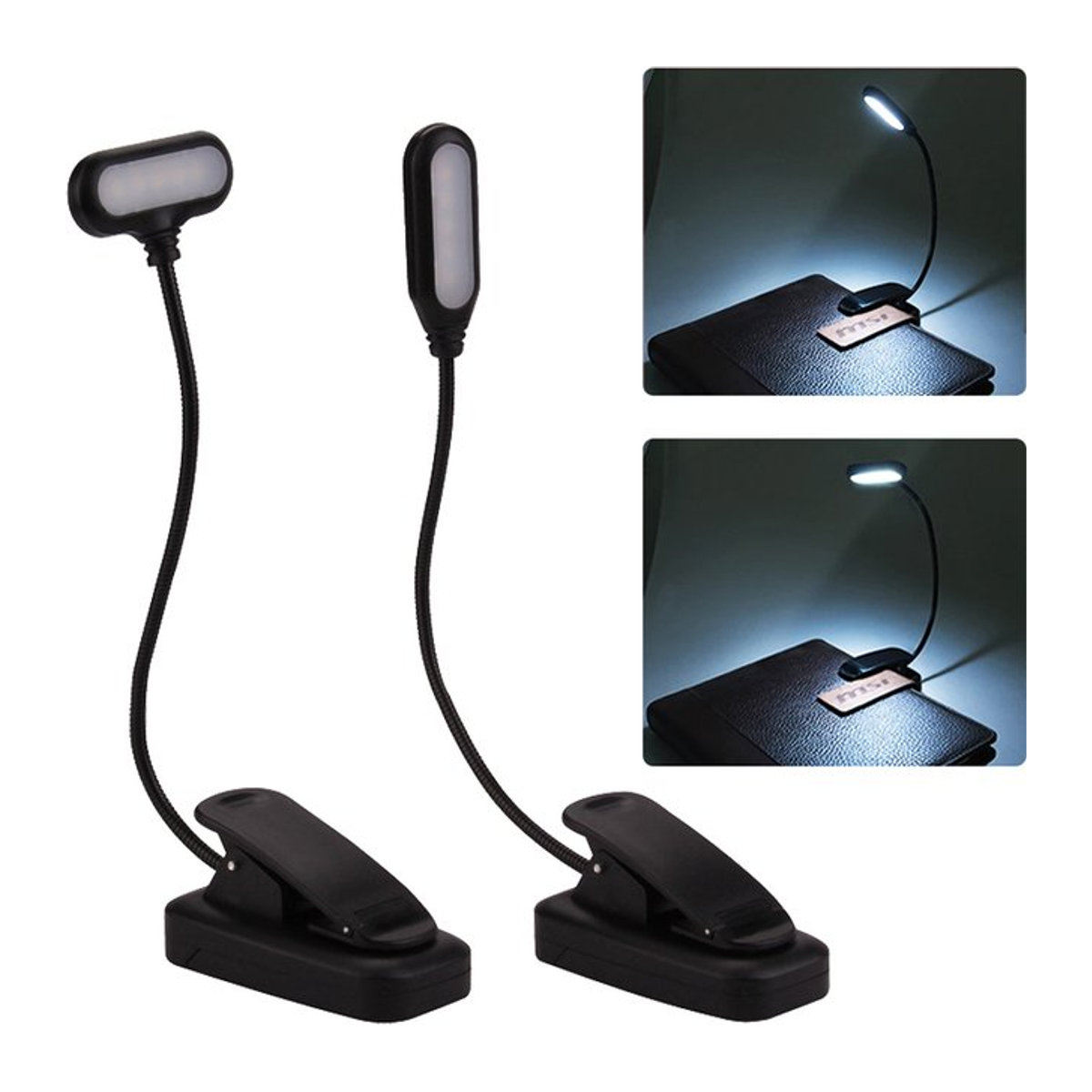 Ammtoo Mini-LED-Buchlampe in Schwarz, batteriebetriebene und flexible Tischlampe aus Kunststoff zum Lesen und Lernen - Bild 1