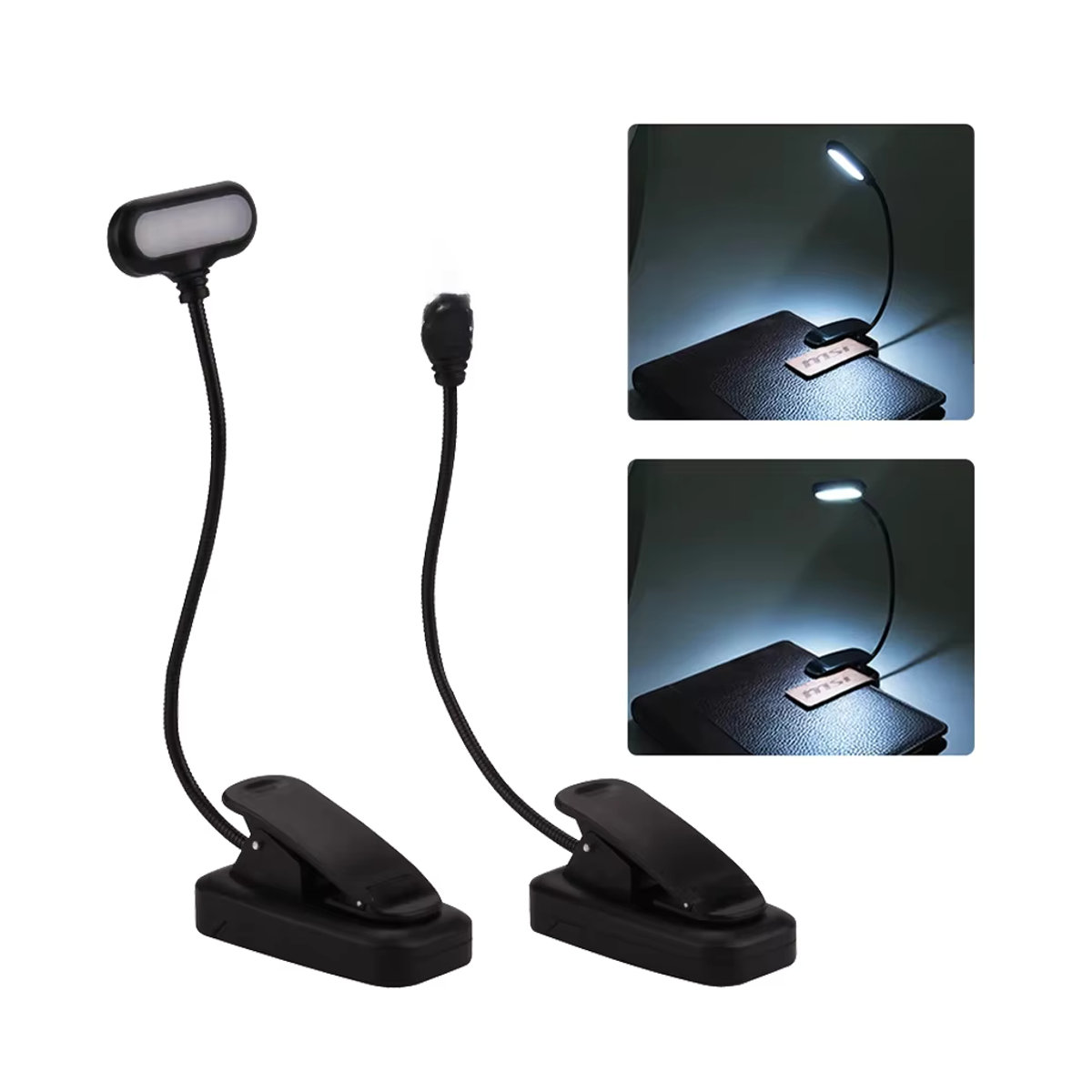 Ammtoo Mini-LED-Buchlampe in Schwarz, batteriebetriebene und flexible Tischlampe aus Kunststoff zum Lesen und Lernen - Bild 7