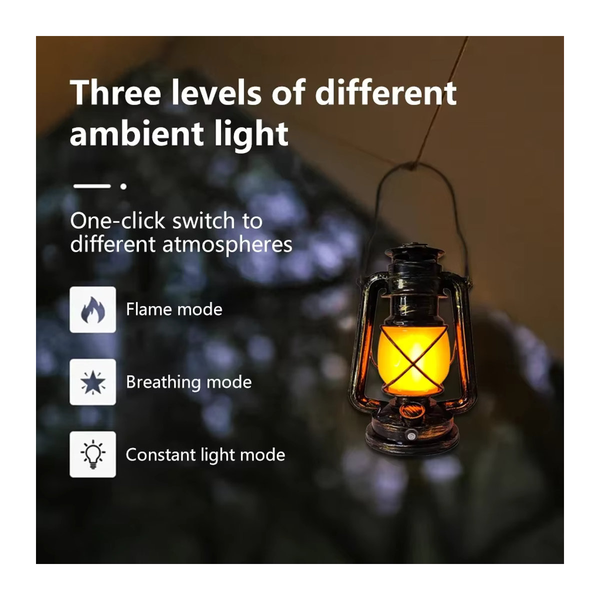 Ammtoo Retro LED Campingleuchte wiederaufladbar mit 3 Beleuchtungsmodi als tragbare Pferdelaterne für das Zelt und den Außenbereich - Bild 3