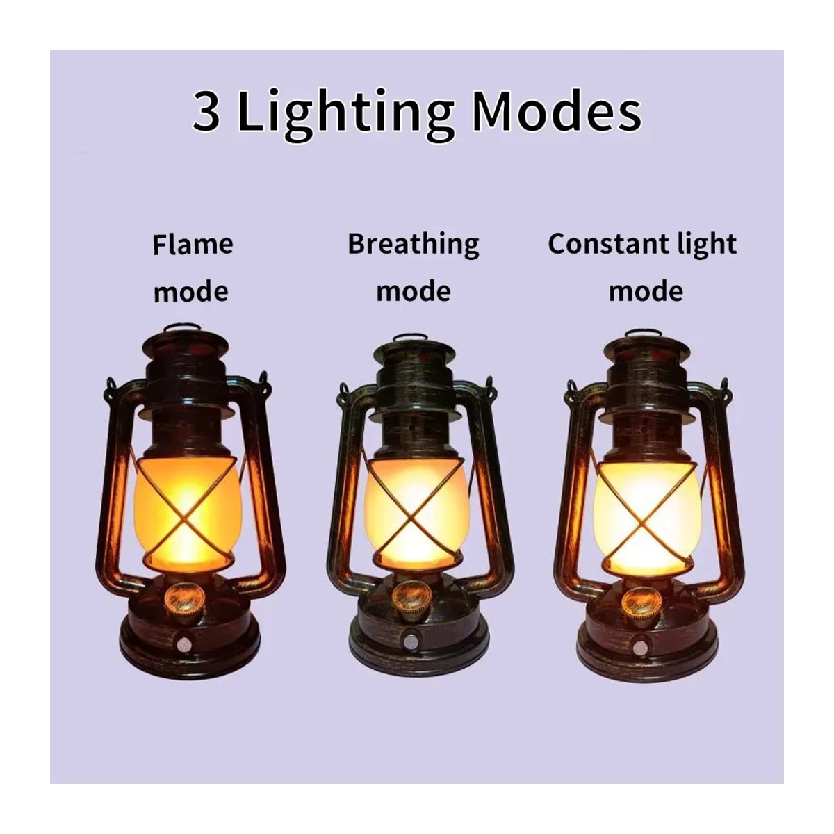 Ammtoo Retro LED Campingleuchte wiederaufladbar mit 3 Beleuchtungsmodi als tragbare Pferdelaterne für das Zelt und den Außenbereich - Bild 4
