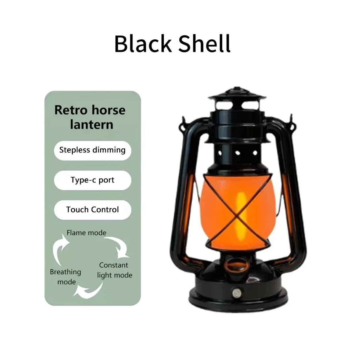 Ammtoo Retro LED Campingleuchte wiederaufladbar mit 3 Beleuchtungsmodi als tragbare Pferdelaterne für das Zelt und den Außenbereich - Bild 7
