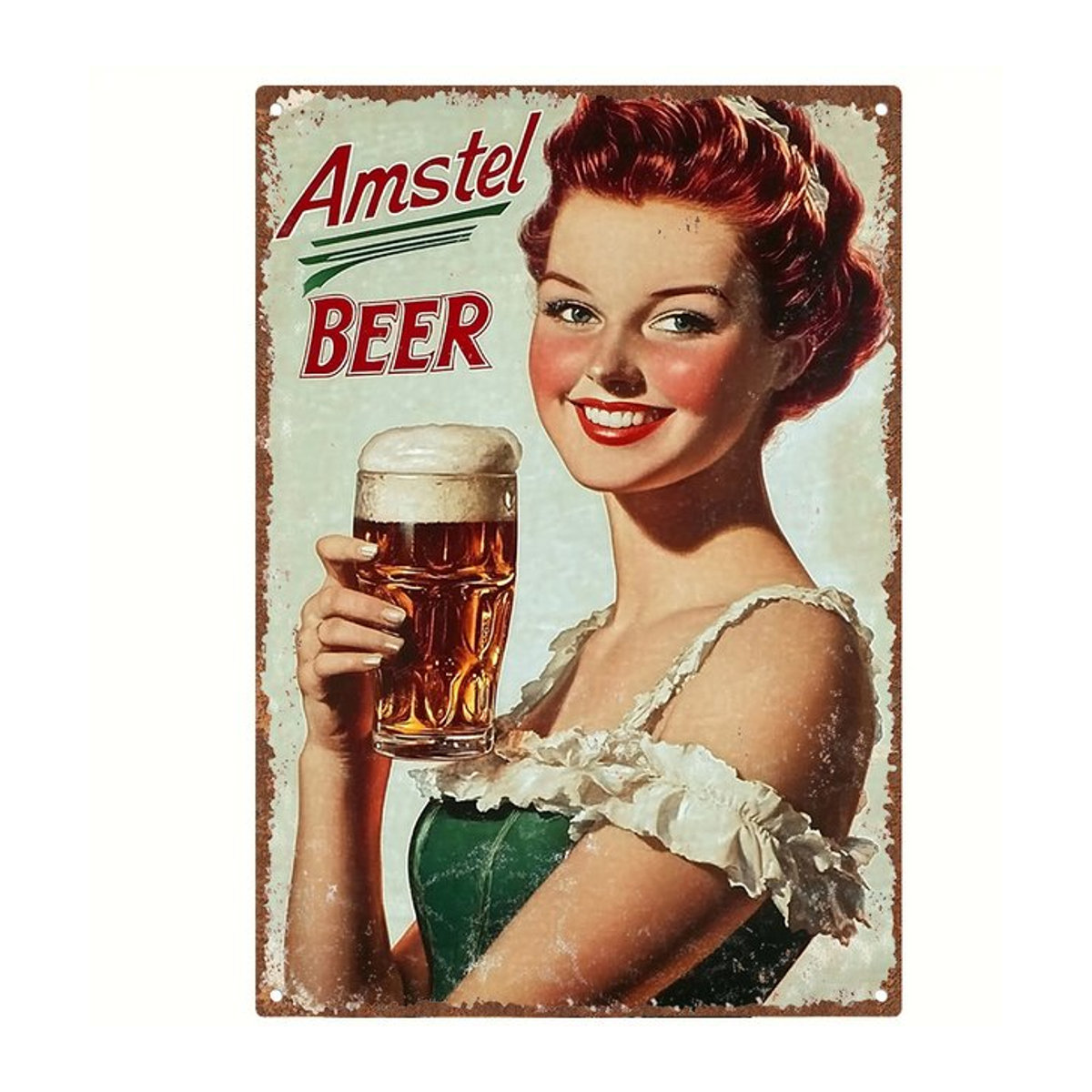 Amstel Vintage Metallblechschild Retro-Werbeposter aus Metall in Mehrfarbig, Rechteckig, H x B: 20 x 14 cm - Bild 1
