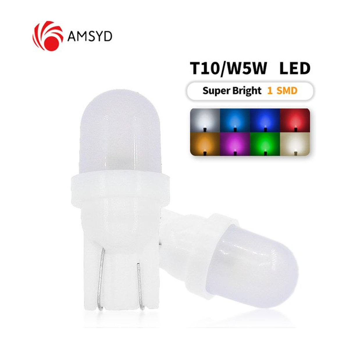 AMSYD 10er Set T10 LED Leuchtmittel 1SMD W5W für Automobil-Instrumente und Kennzeichenbeleuchtung 6V - Bild 1