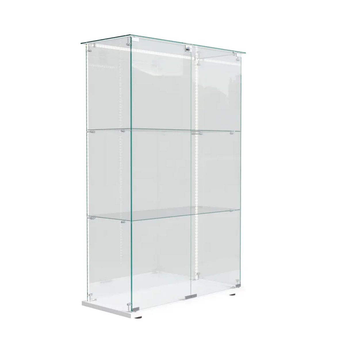 Anajqaqia Glas-Vitrine in Weiß mit LED-Beleuchtung, 3 Glasregalen und 2 Türen für dein Wohnzimmer - Bild 6