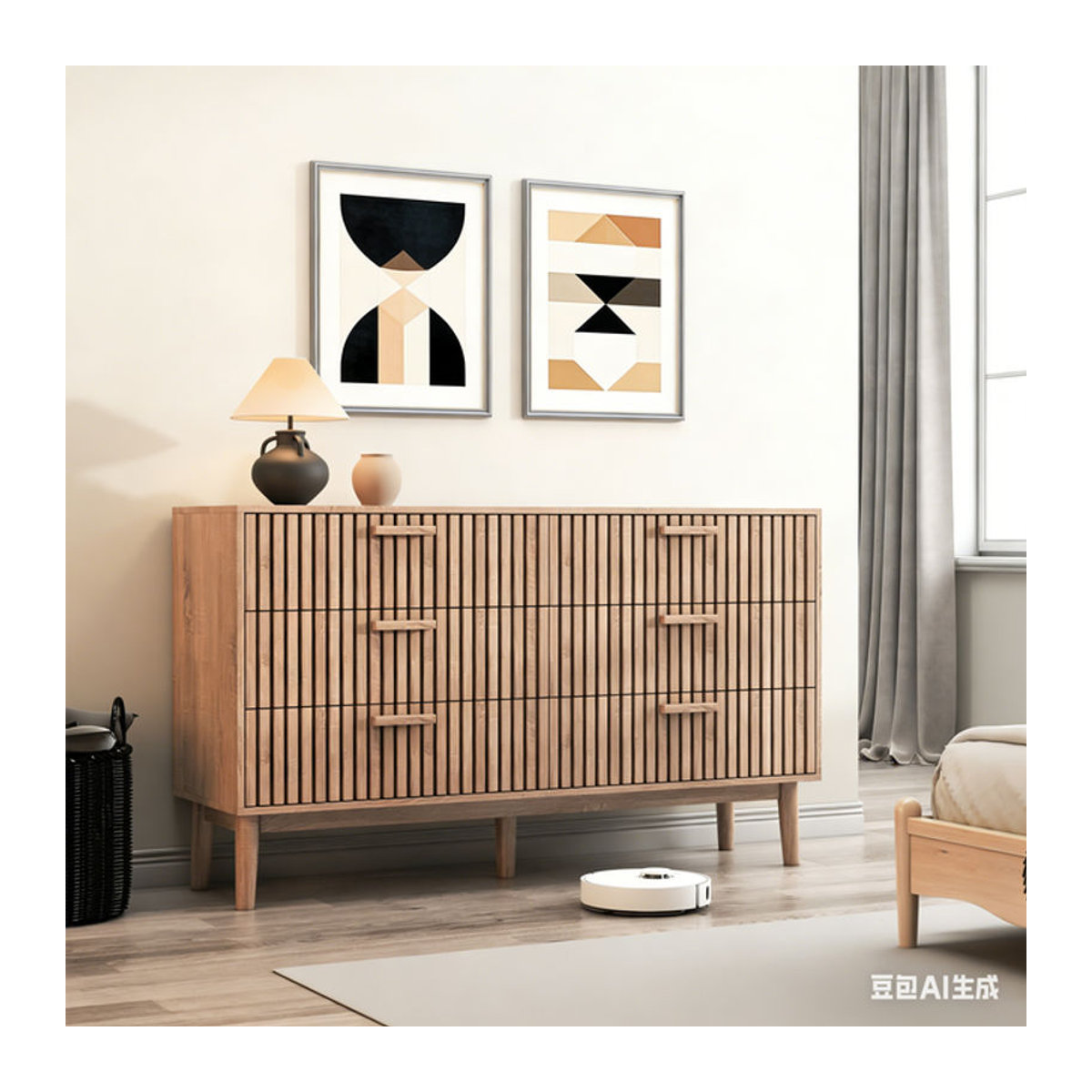 Anajqaqia Kommode mit 6 Schubladen im skandinavischen Design, Natur, B/T/H: 100 x 34 x 73 cm - Bild 1