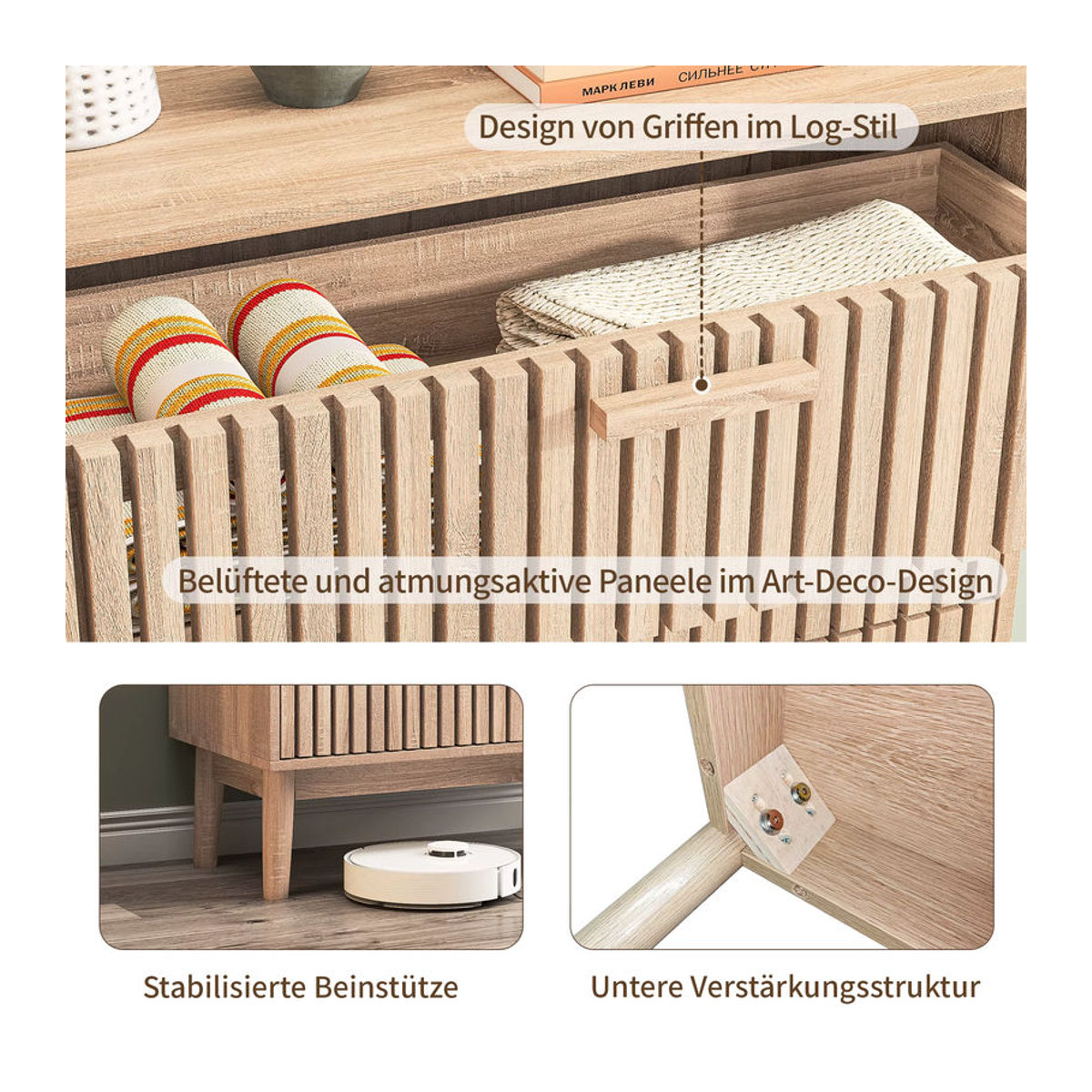 Anajqaqia Kommode mit 6 Schubladen im skandinavischen Design, Natur, B/T/H: 100 x 34 x 73 cm - Bild 5