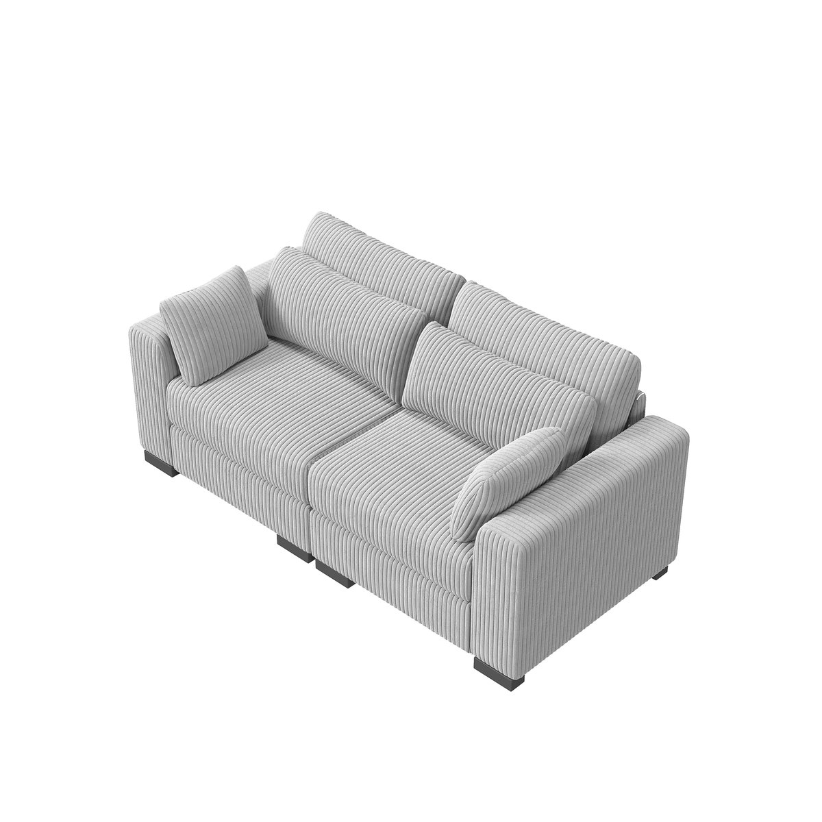 Anajqaqia Modulares Samtsofa mit Fußhocker in Grau - Bild 3