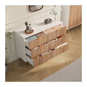 Anajqaqia Nachttisch in Weiß mit Schubladen und Metallfuß, moderner Holzschrank für Schlafzimmer und Wohnzimmer